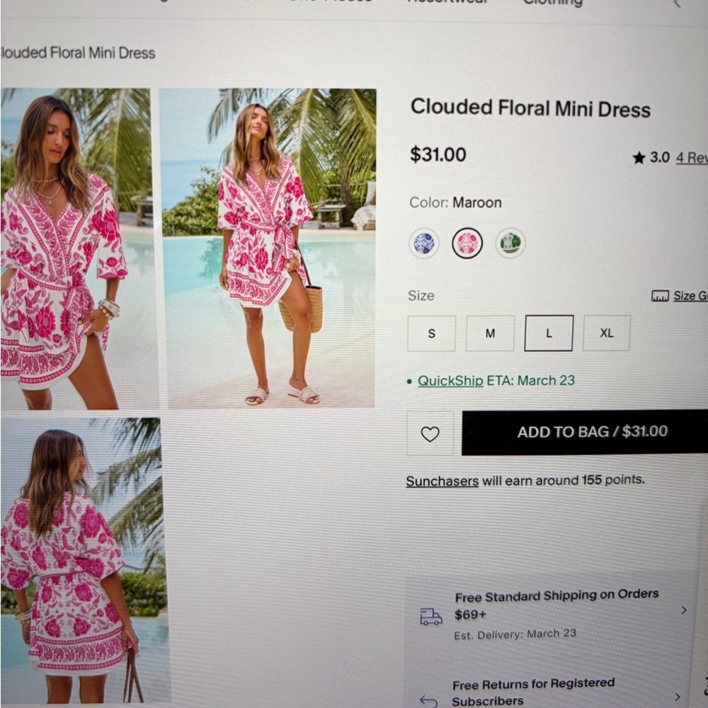 NEW ! Cupshe Pink and White Floral Midi Dress - Picture 13 of 15